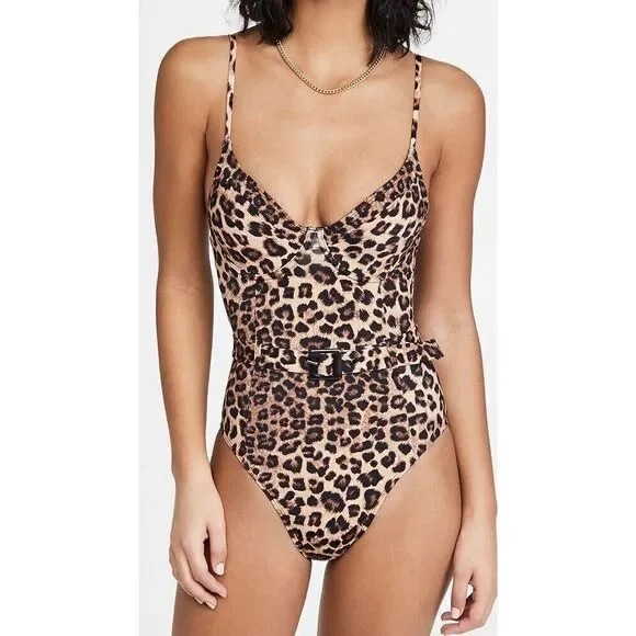 Good American GSW0020 Women's Sz 1/S Leopard Print Showoff 1-Pc Swimsuit - Picture 10 of 12